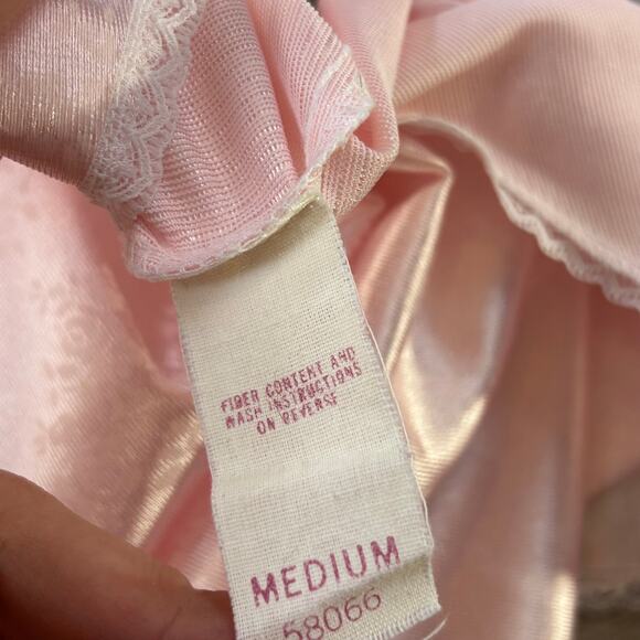 Vintage Nicole Pink Satin & Lace Nightgown ILGWU Made in USA | Size M - Picture 8 of 8